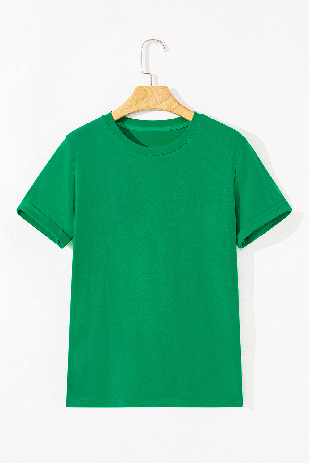 Light Blue Bright Casual Plain Crew Neck Tee