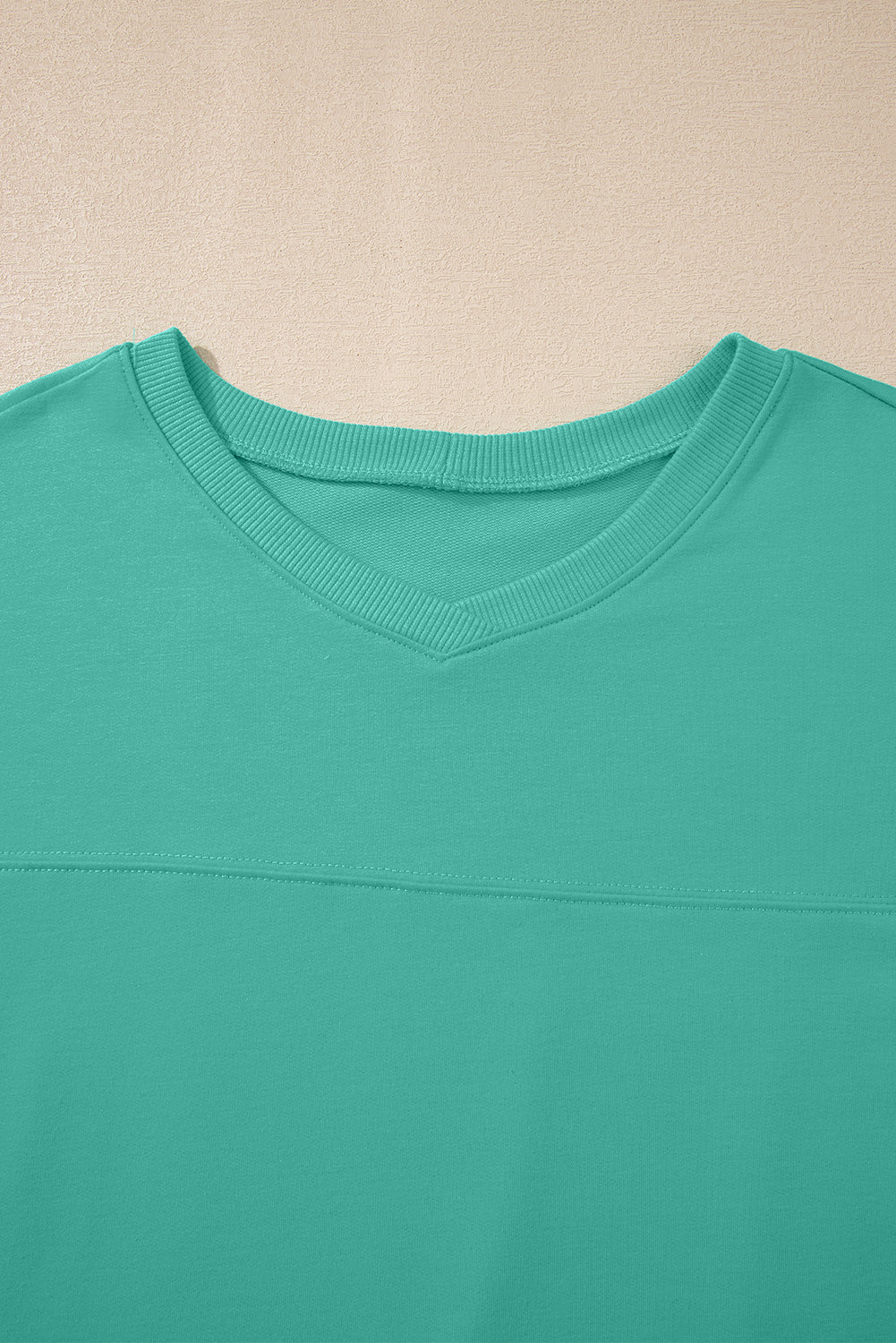 Bonbon Solid Loose V Neck Half Sleeve Tee and Shorts