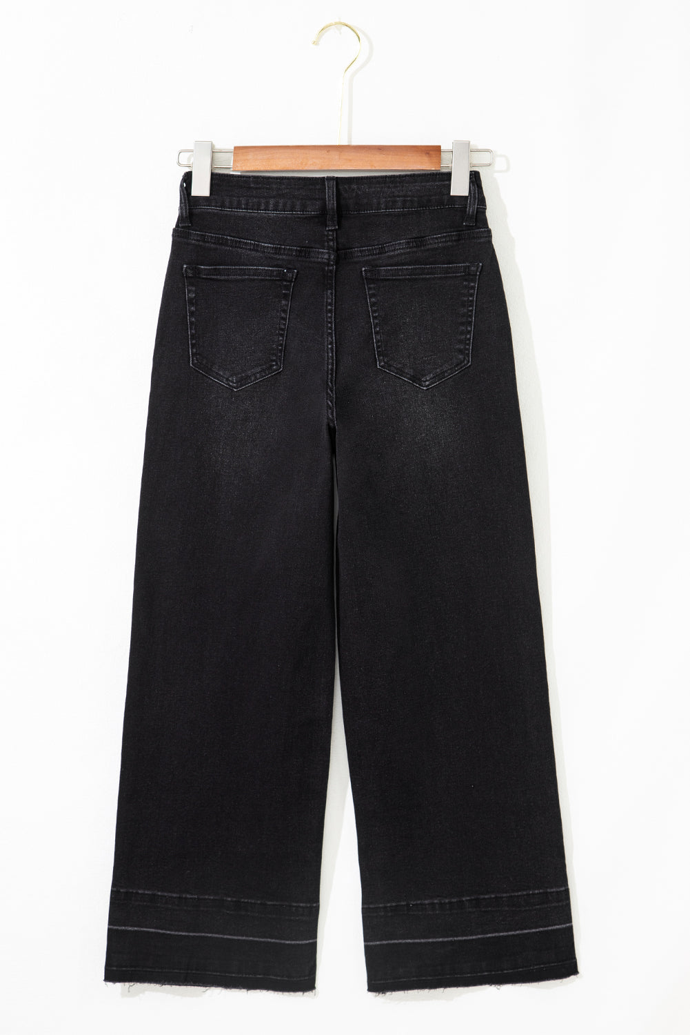 Dusk Blue Raw Hem Straight Leg Loose High Waist Jeans