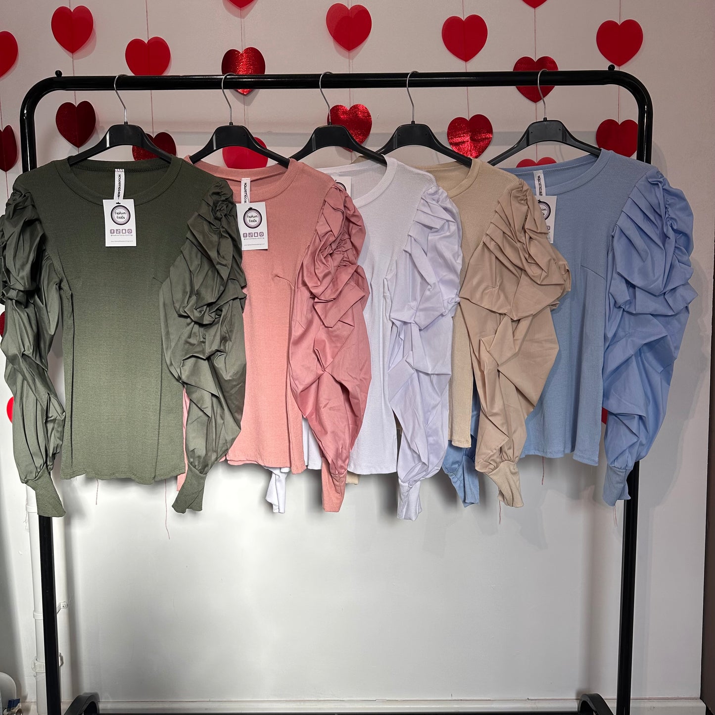 1551 - PUFF SLEEVE RIBBED TOP
