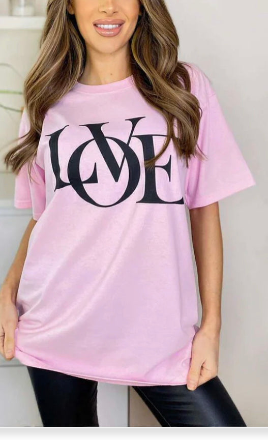 1418 - OVERSIZE LOVE SLOGAN TSHIRT