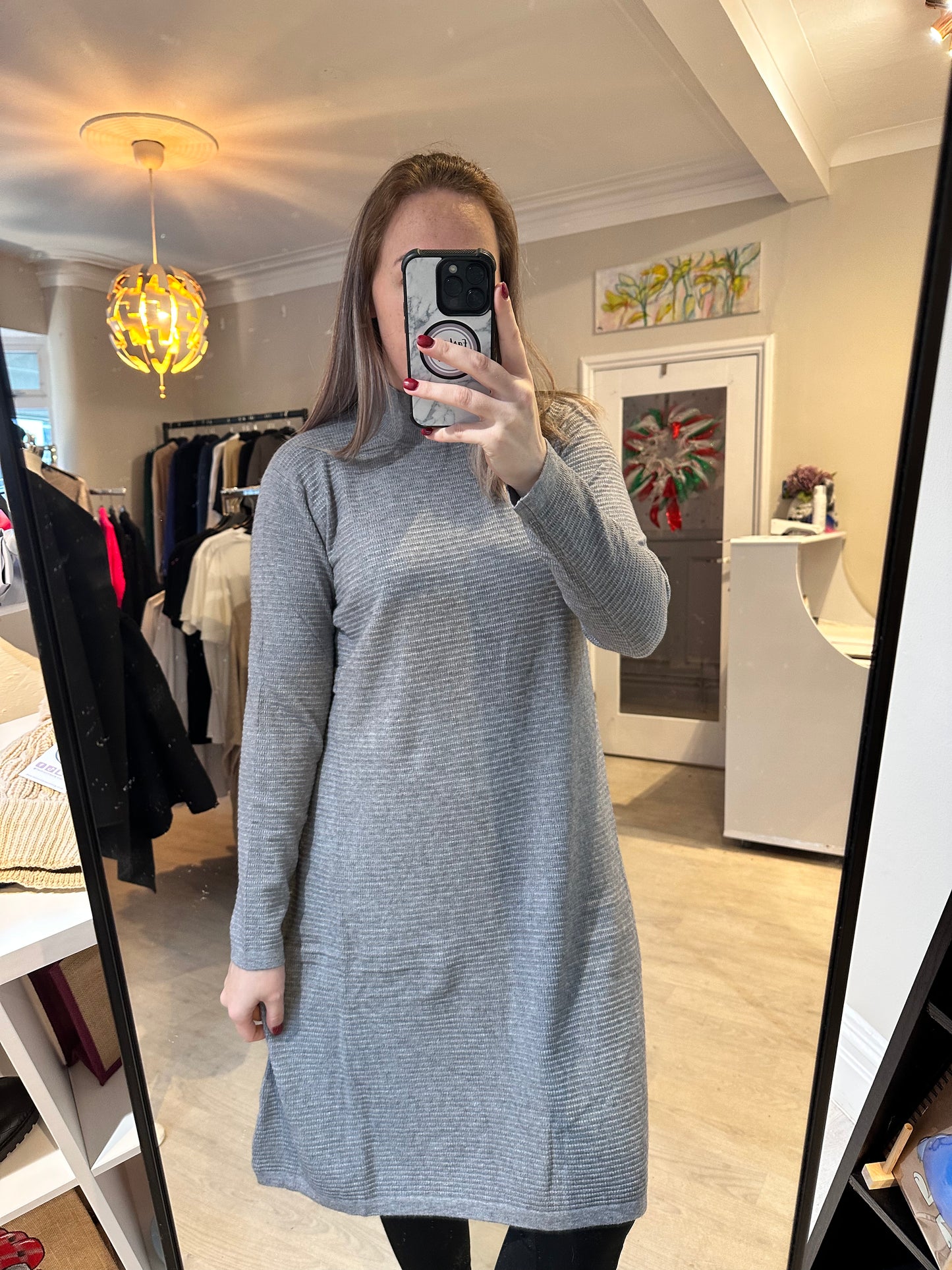 1458 - HIGH NECK LONG SLEEVE DRESS