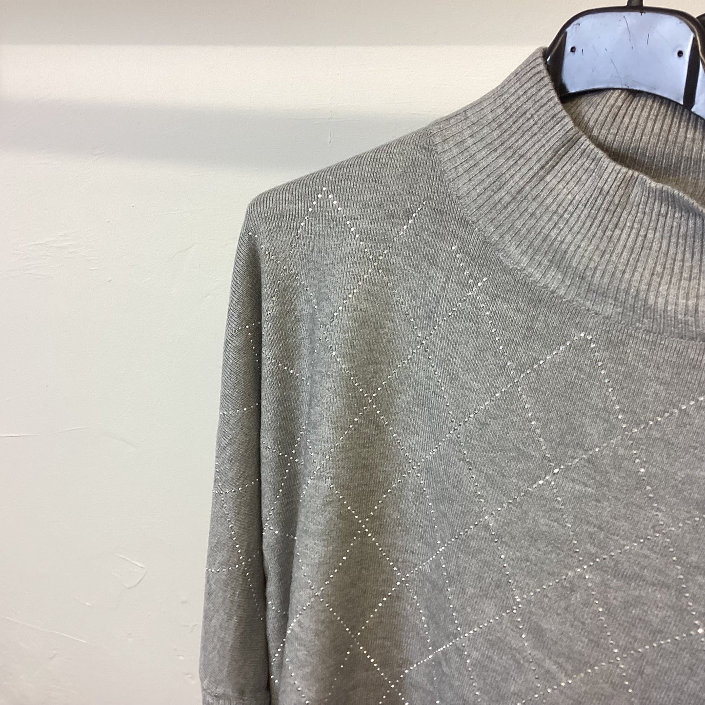 1873 - Batwing High Neck Long Back Diamanté Jumper