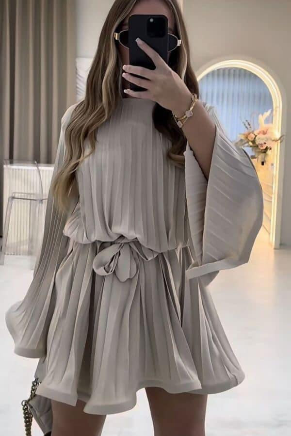 1605 - Pleated Belt Dress