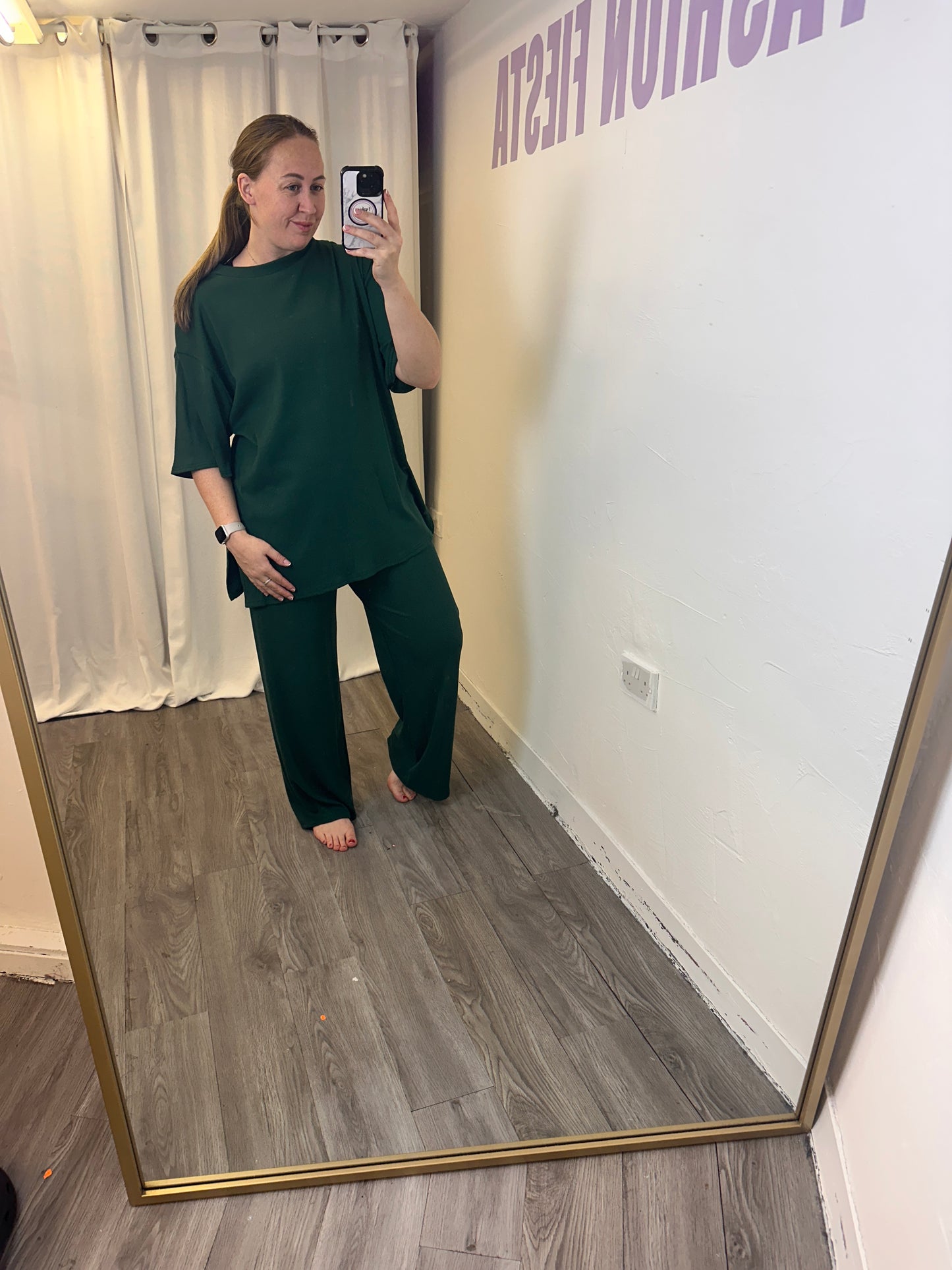 1980 - Ribbed Wide Leg Trouser& T-Shirt 2 Piece Lounge Set