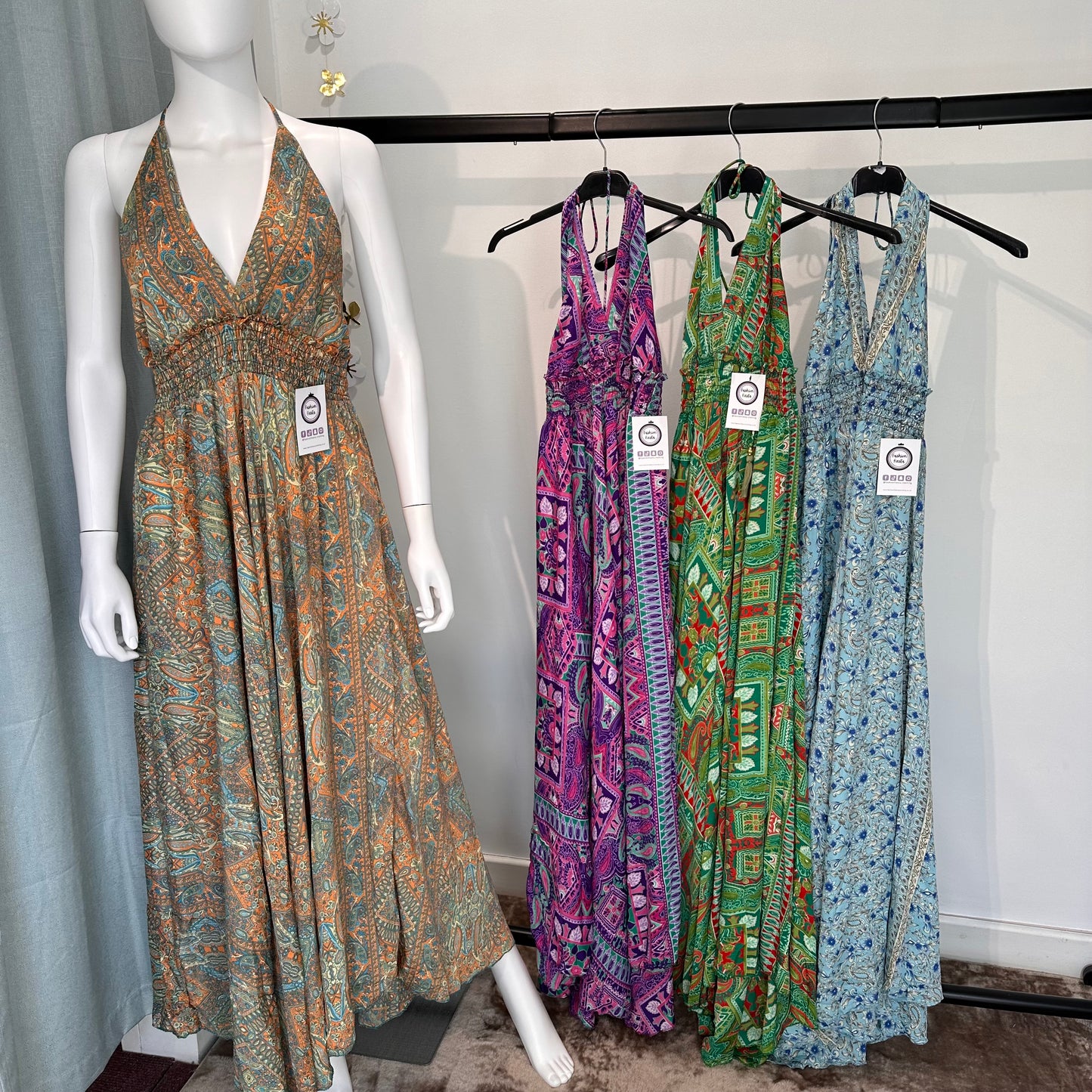 1623 - Maxi Boho Halter Neck Dress