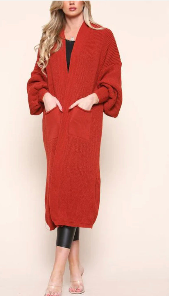 1035 - Balloon Sleeve Cardigan (12 COLOURS)