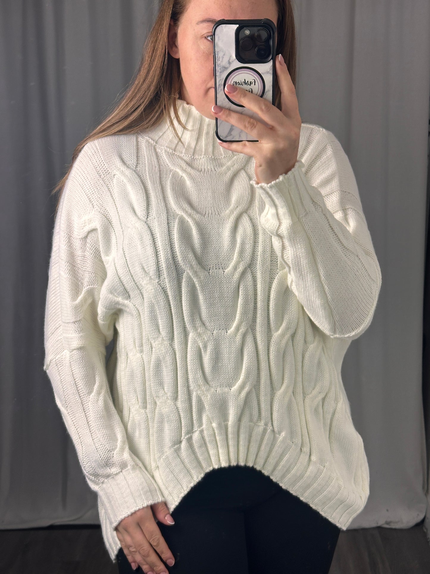 1986 - Chunky Knit High Neck Long Sleeve Jumper - Longer at the back