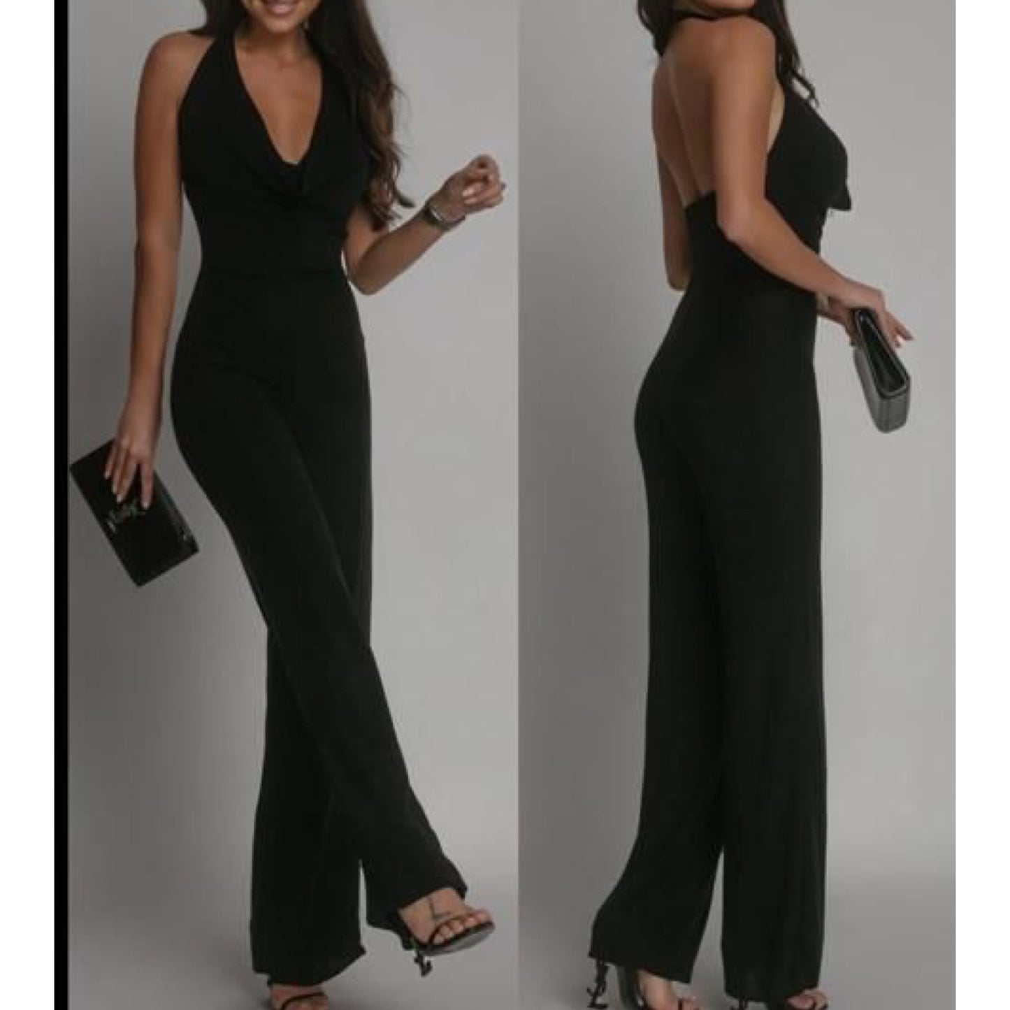 1475 - SPARKLY HALTER NECK JUMPSUIT