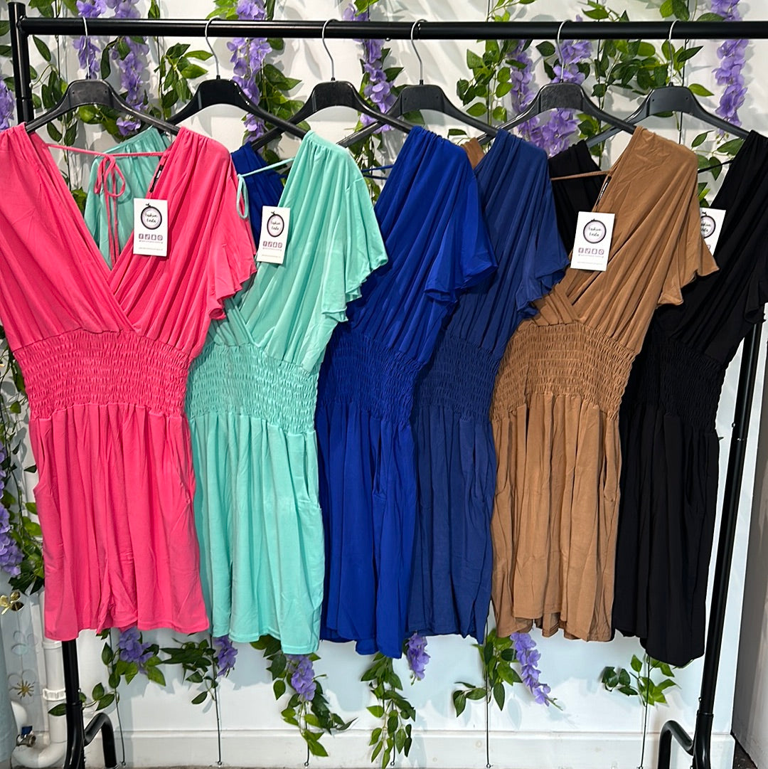 1631 - Plain Magic Playsuit (6 Colours)