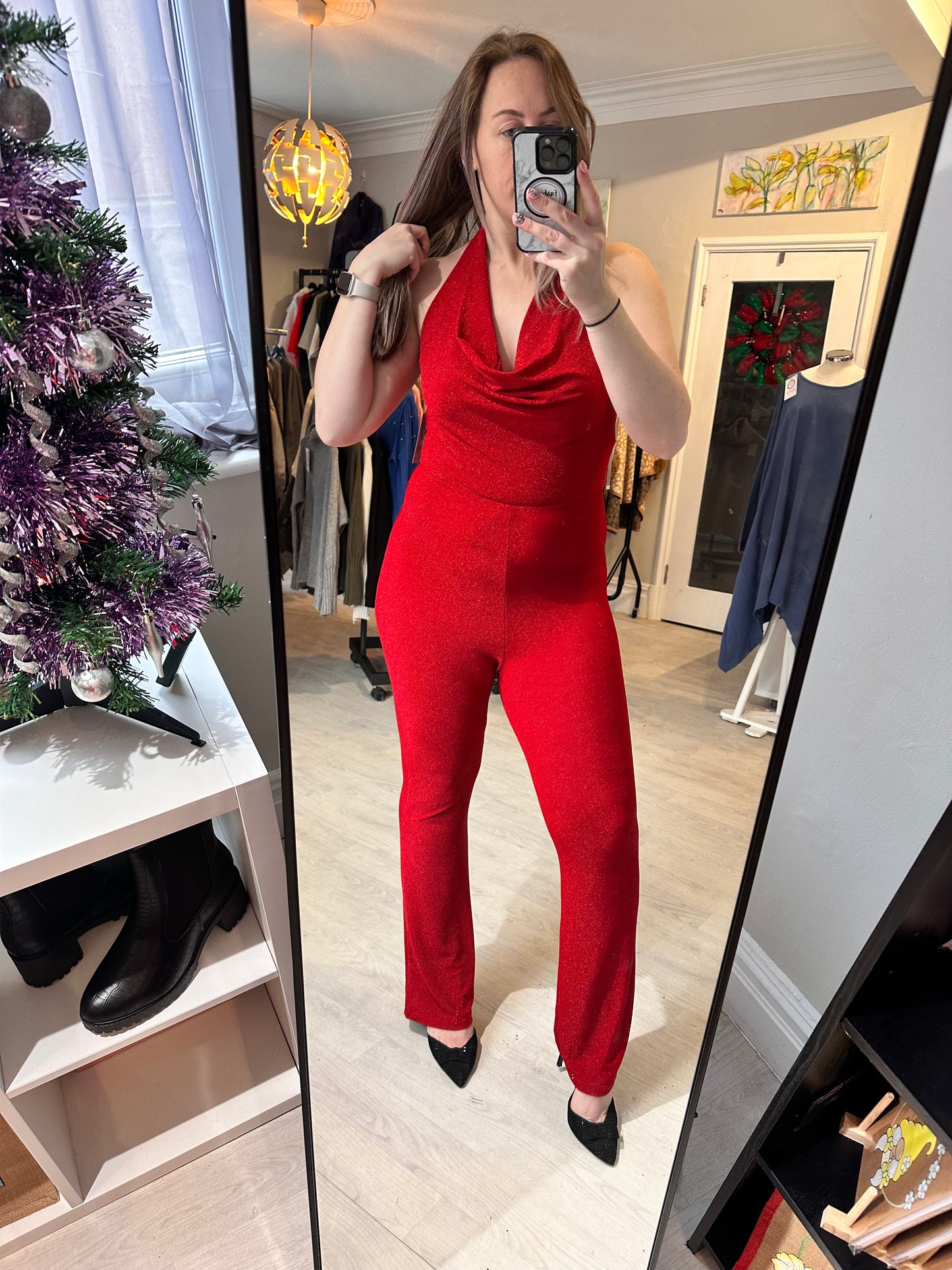 1475 - SPARKLY HALTER NECK JUMPSUIT
