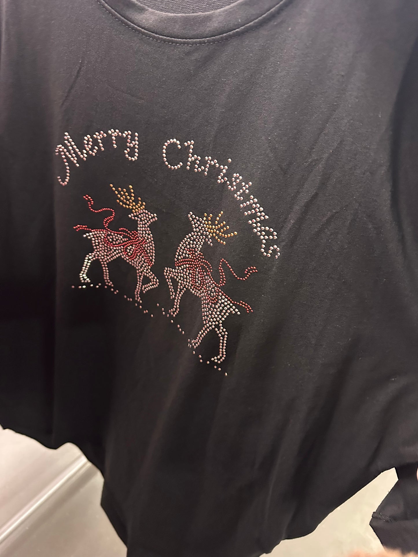 1894 - Merry Christmas Reindeer Sparkle Top