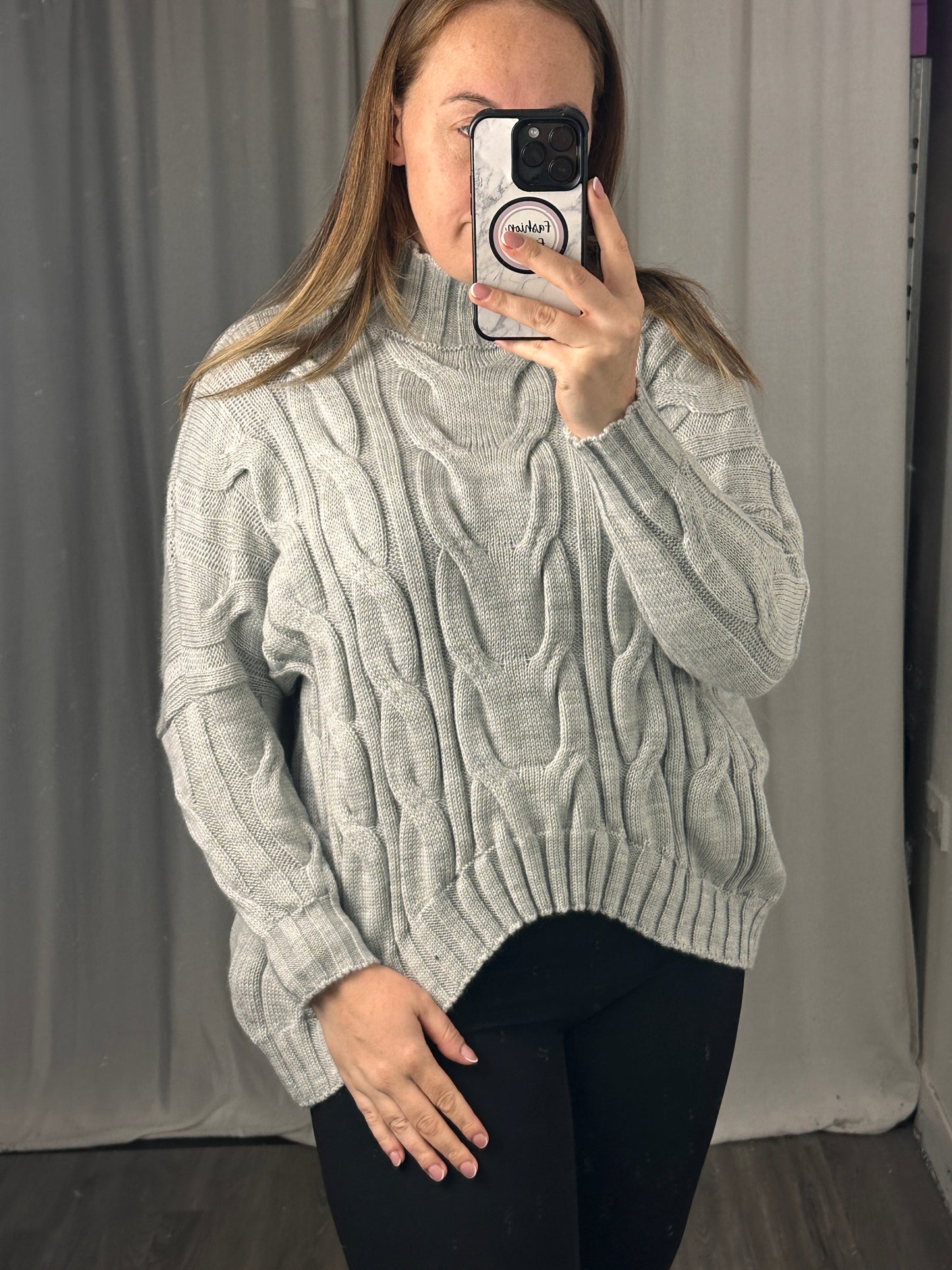 1986 - Chunky Knit High Neck Long Sleeve Jumper - Longer at the back