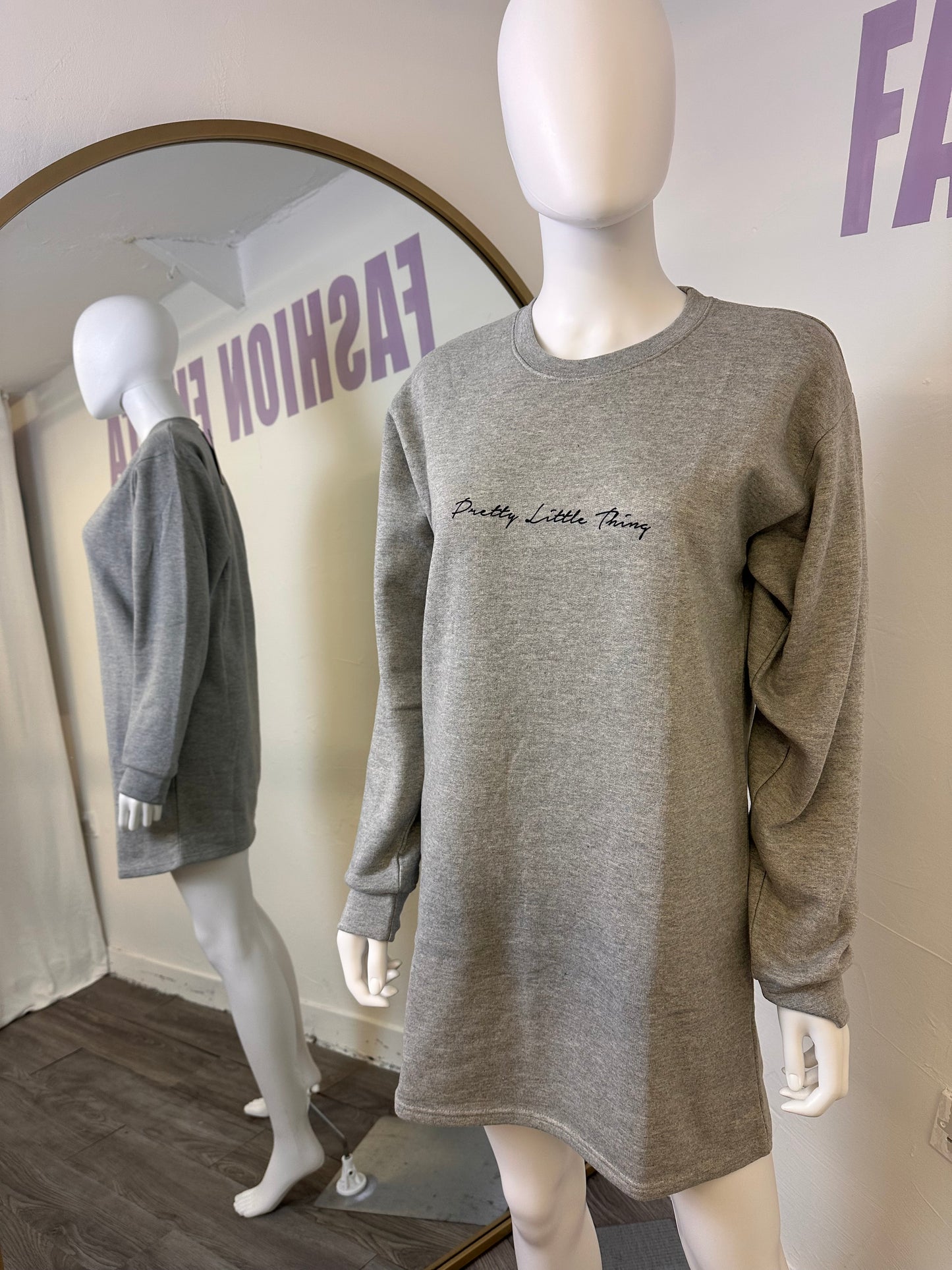 B1025 - Grey PLT Sweater Dress