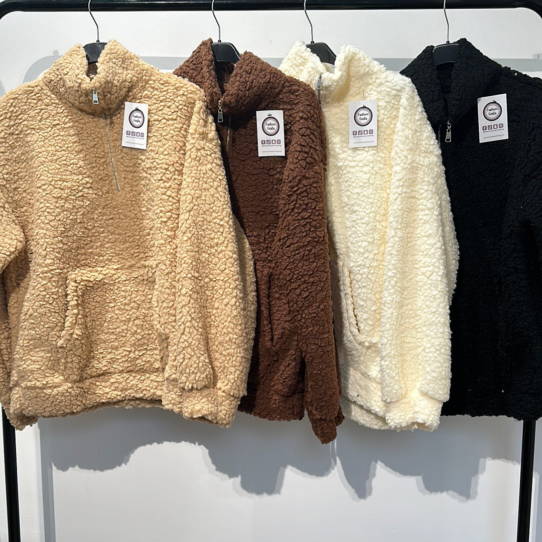 1506 - 3/4 ZIP TEDDY FLEECE JUMPER