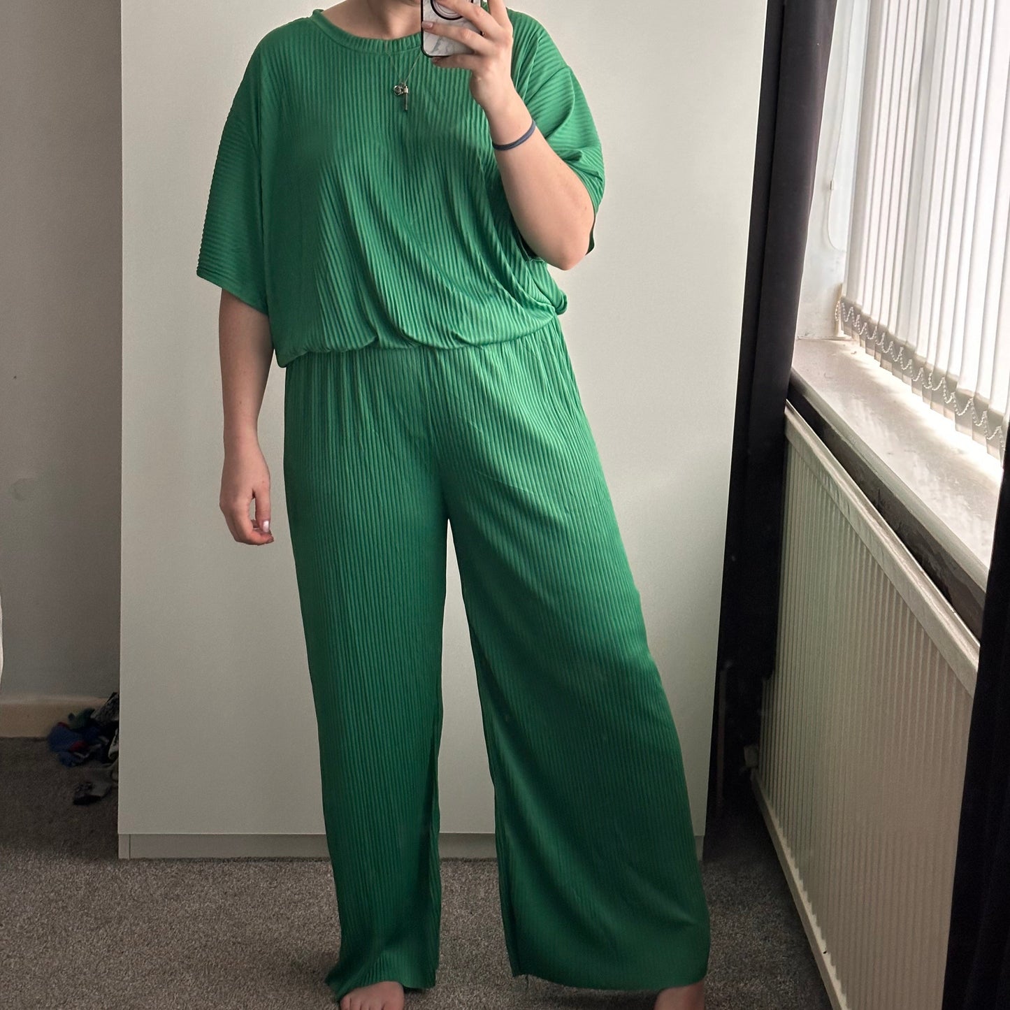 1564 - Plisse Short Sleeve Lounge Set