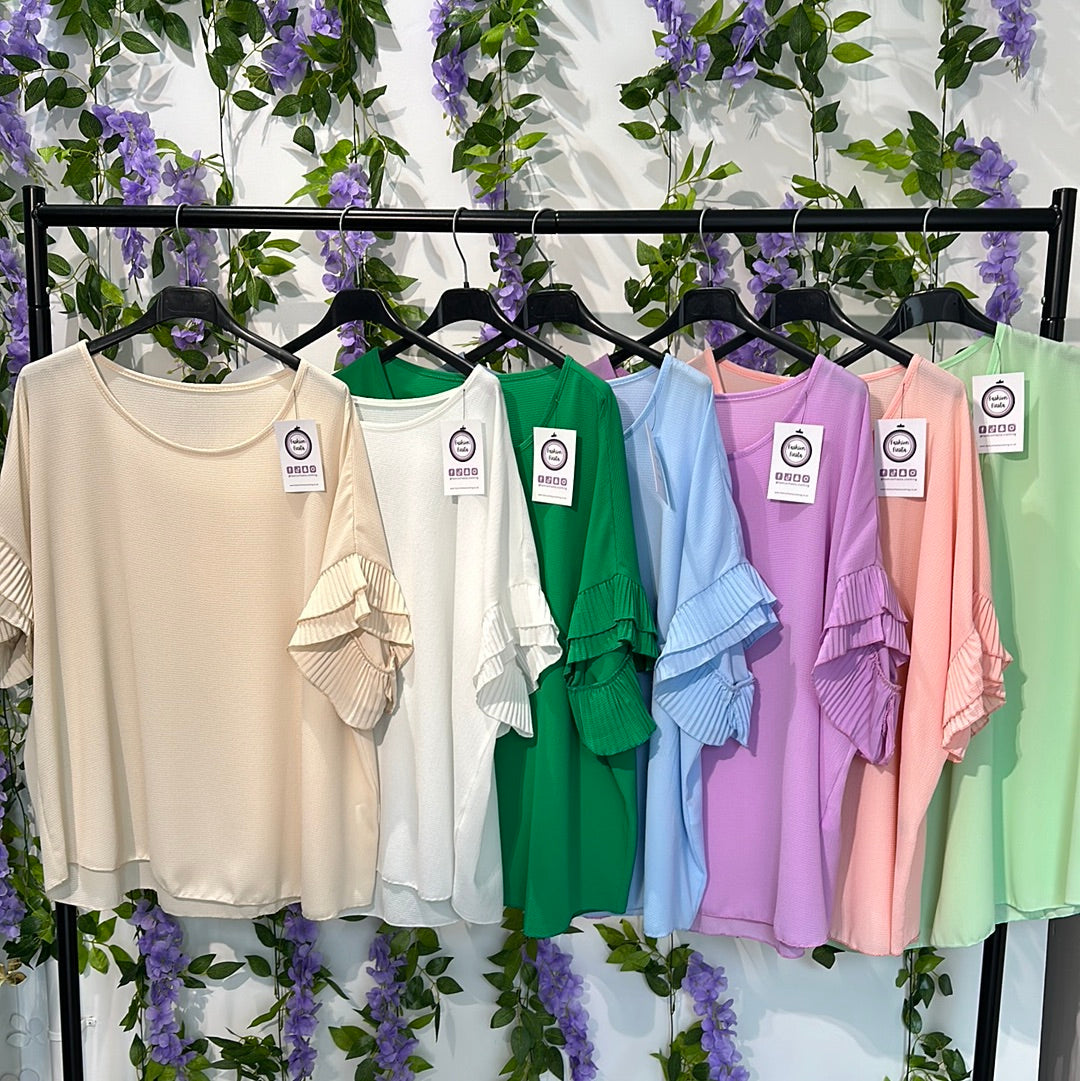 1630 - Lightweight Double Frill Sleeve Top
