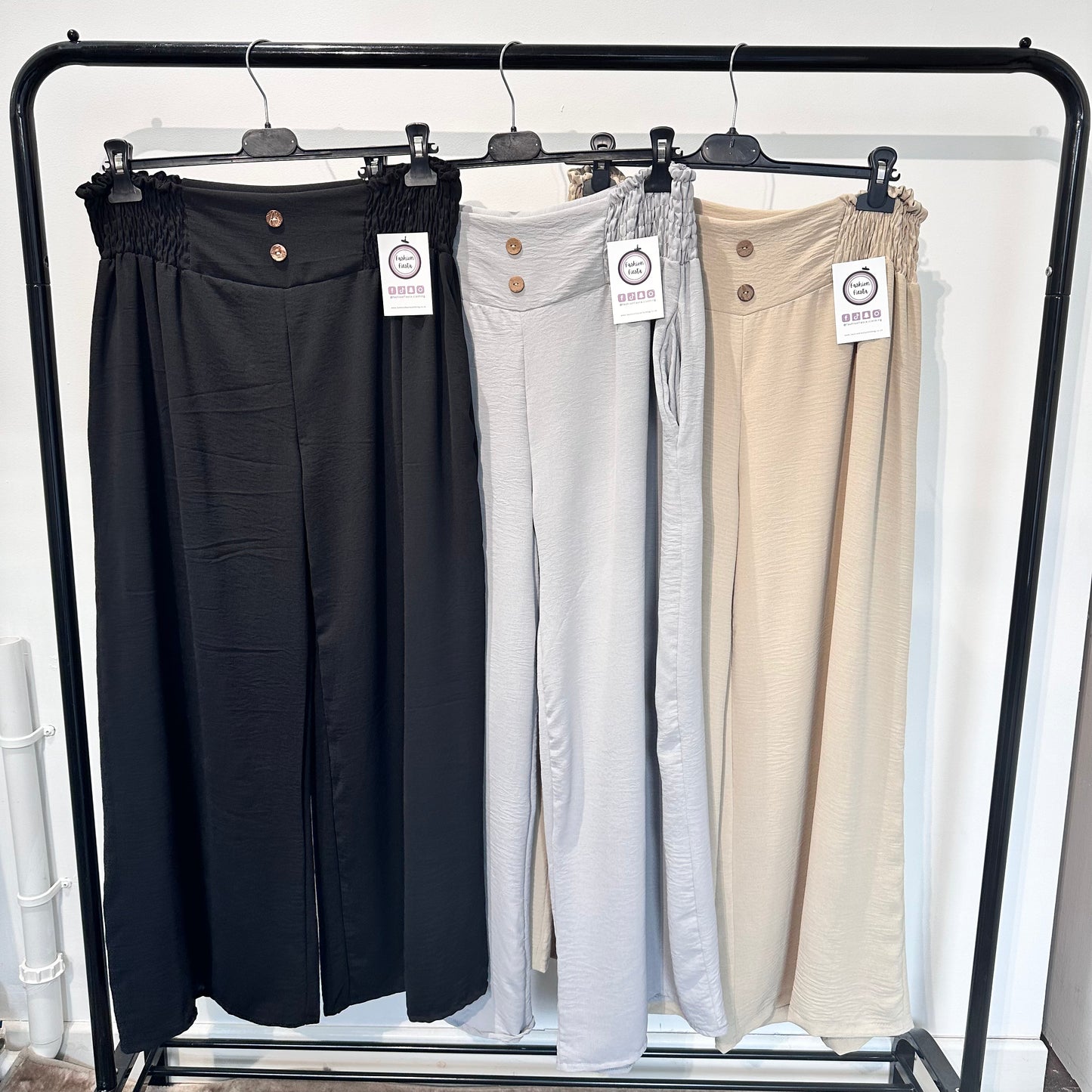 1533 - WIDE LEG POCKET BUTTON DETAIL PANTS