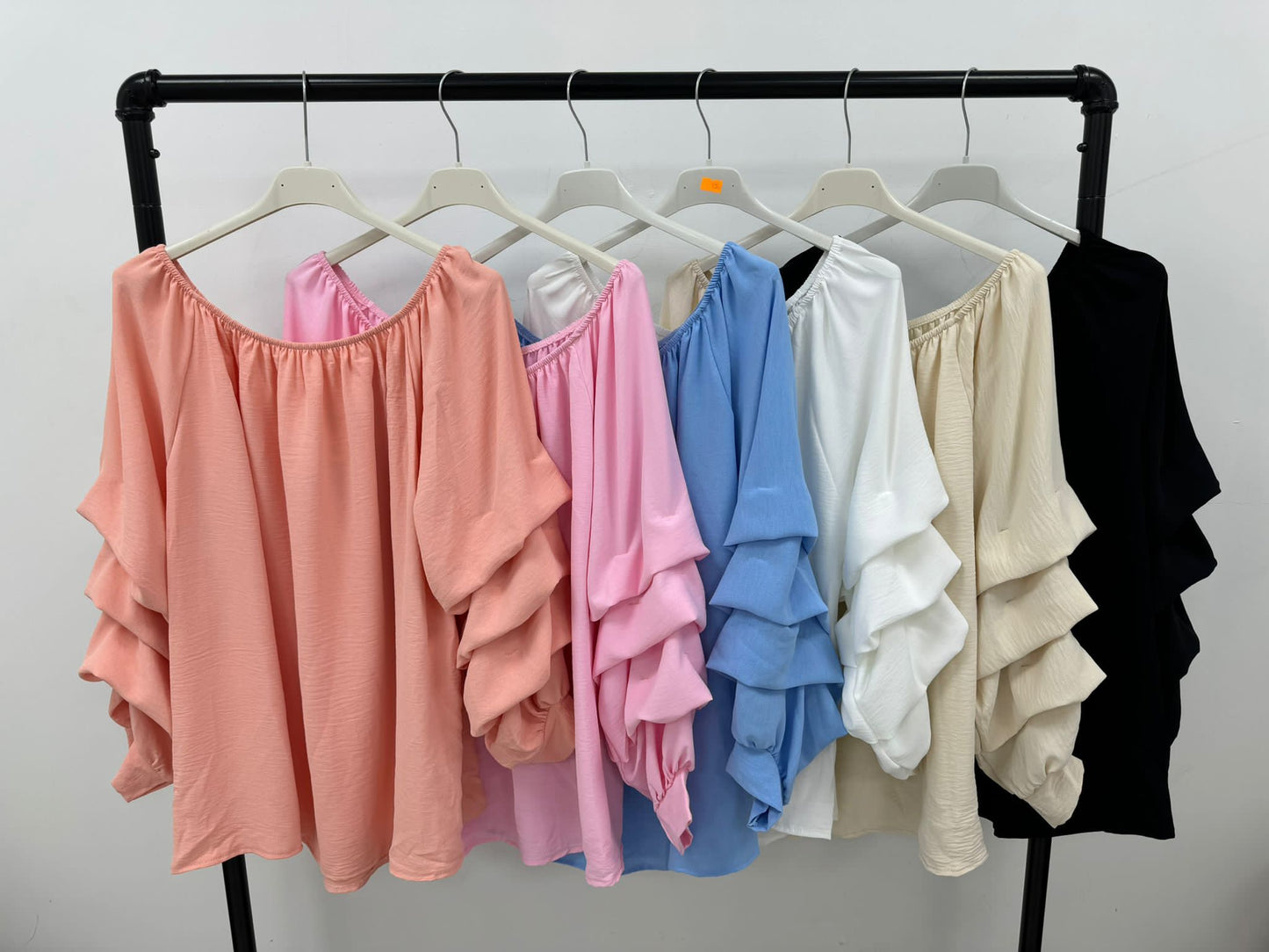 1538 - RUFFLE SLLPEEVE OFF THE SHOULDER TOP