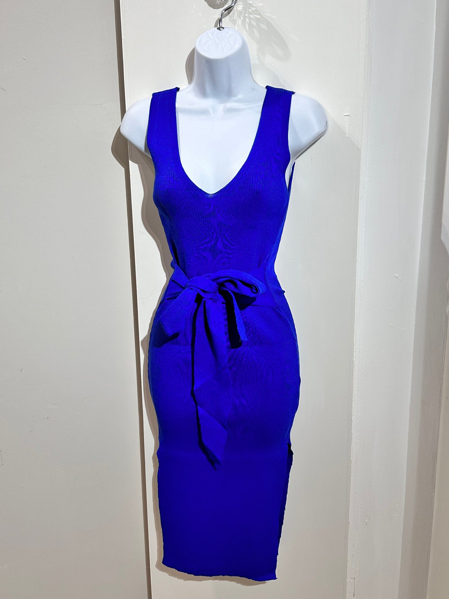 1028 - Ribbed Tie Waist Belted Dress (3 COLOURS)