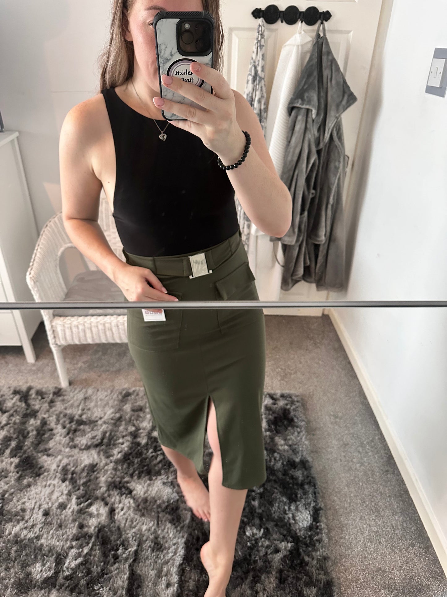 1346 - MIDI SKIRT WITH POCKETS AND BELT (3 COLOURS)