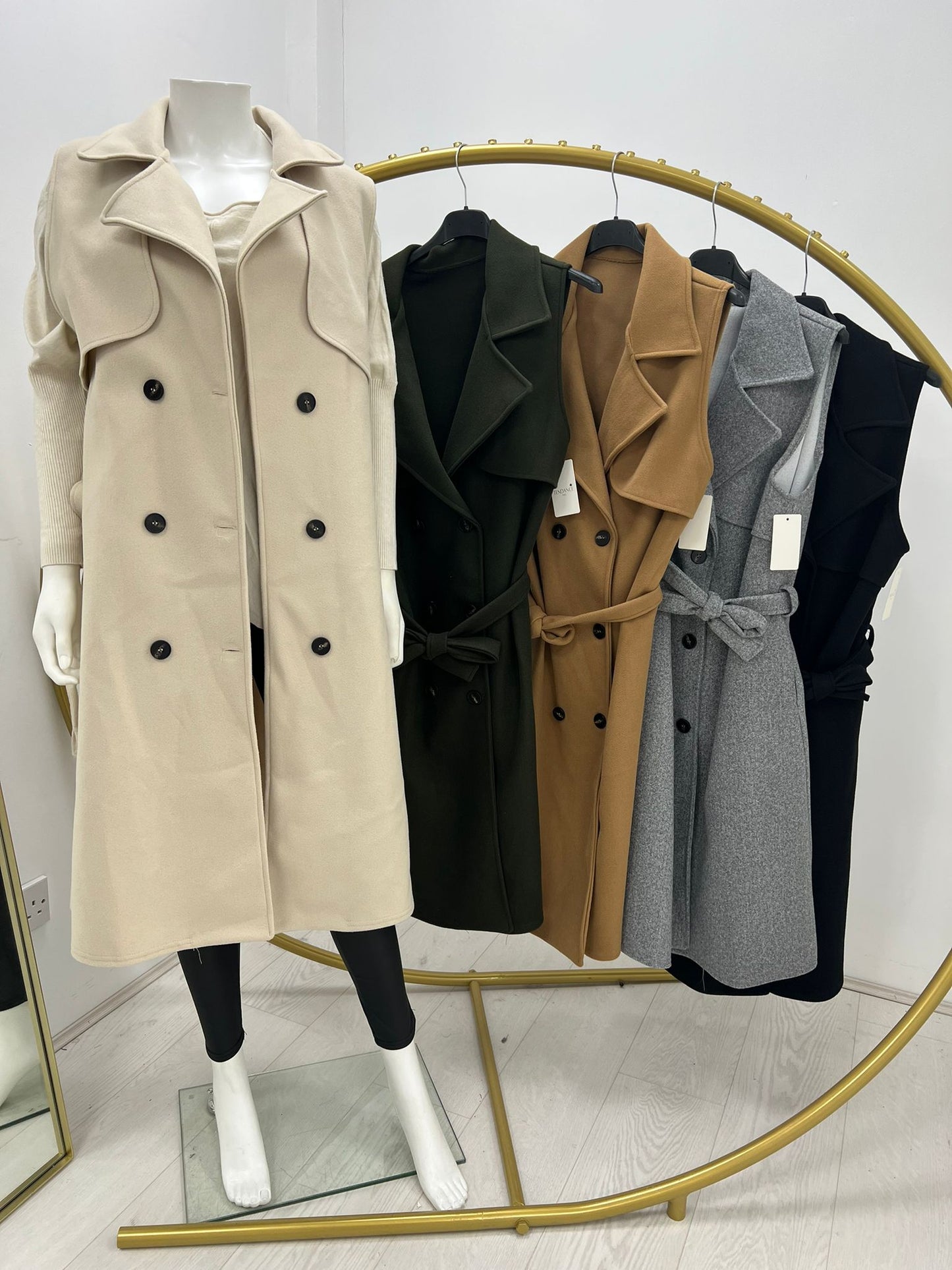 1396 - BUTTON DETAIL LONG WAISTCOAT WITH BELT