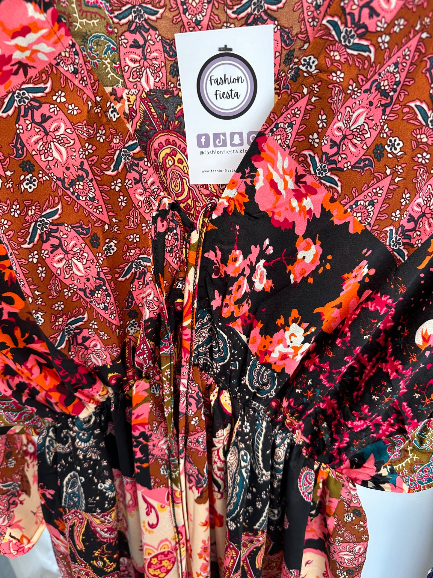 1624 - Maxi Boho Dress with 3/4 Sleeves