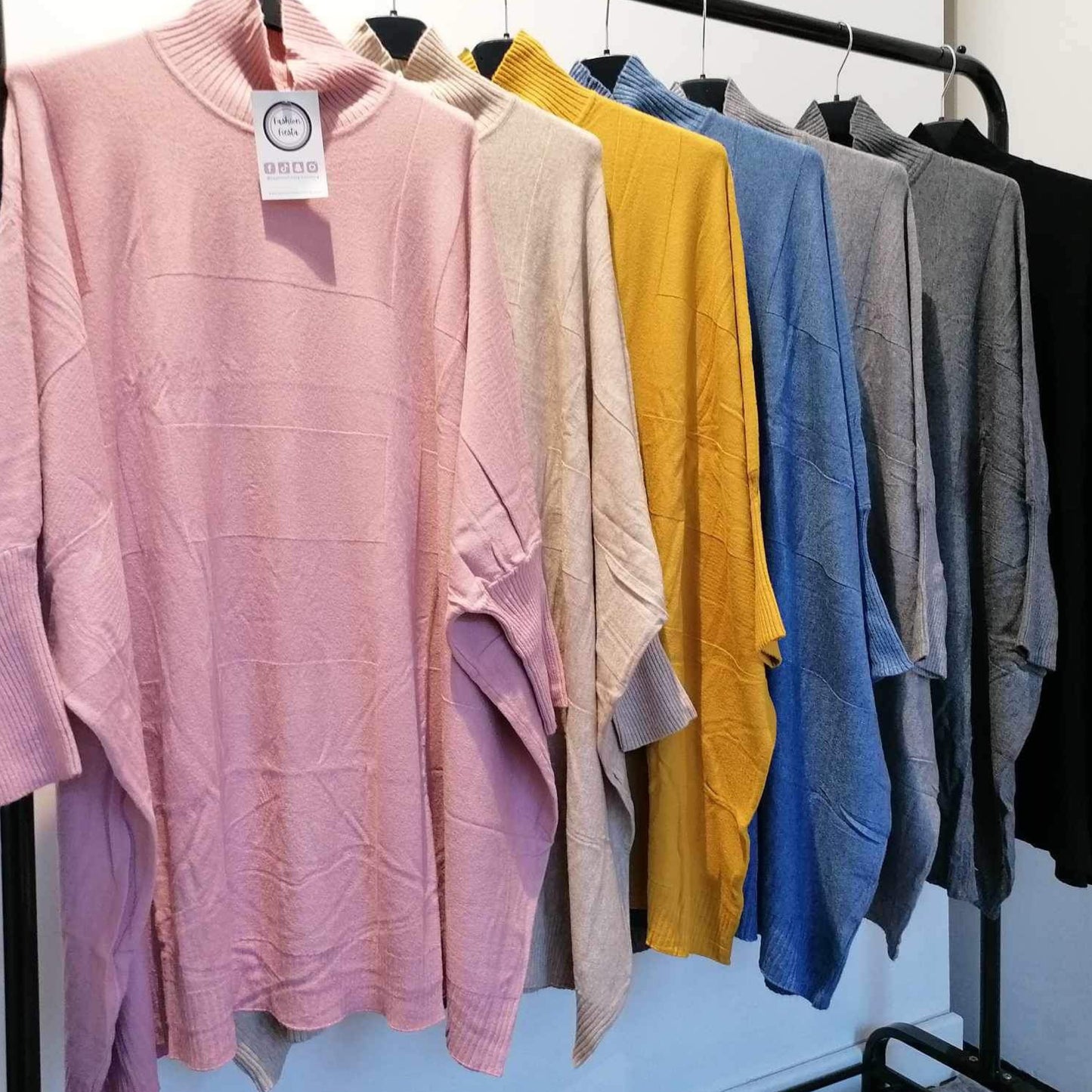 1460 - HIGH NECK RIBBED SLEEVE PATTERN JUMPER