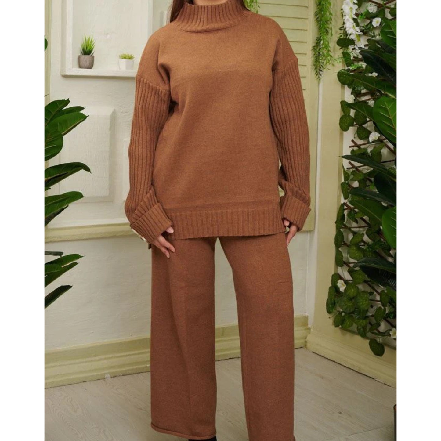 1461 - HIGH NECK CHUNKY BUTTON LOUNGEWEAR SET