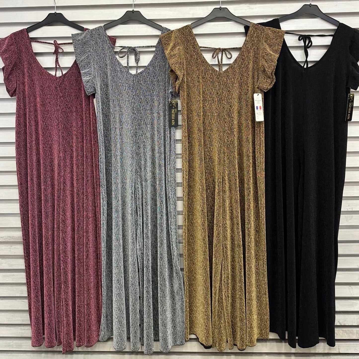 1466 - GLITTER FRILL SHOULDER JUMPSUIT