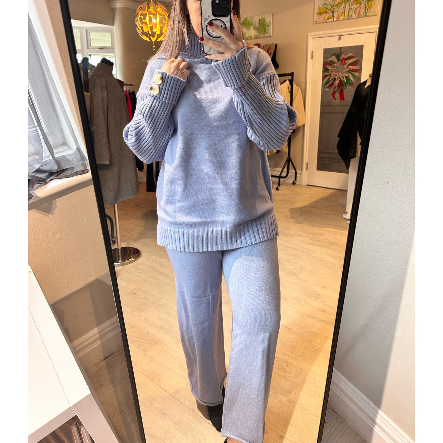 1461 - HIGH NECK CHUNKY BUTTON LOUNGEWEAR SET