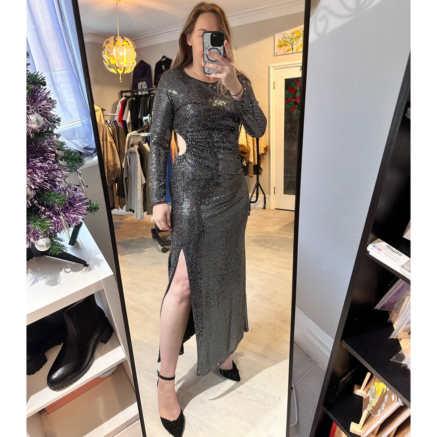 1497 - LONG GLITTER MAXI DRESS