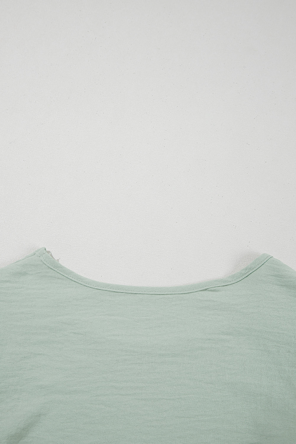 Mist Blue Solid Color Ruffled Short Sleeve Casual Blouse