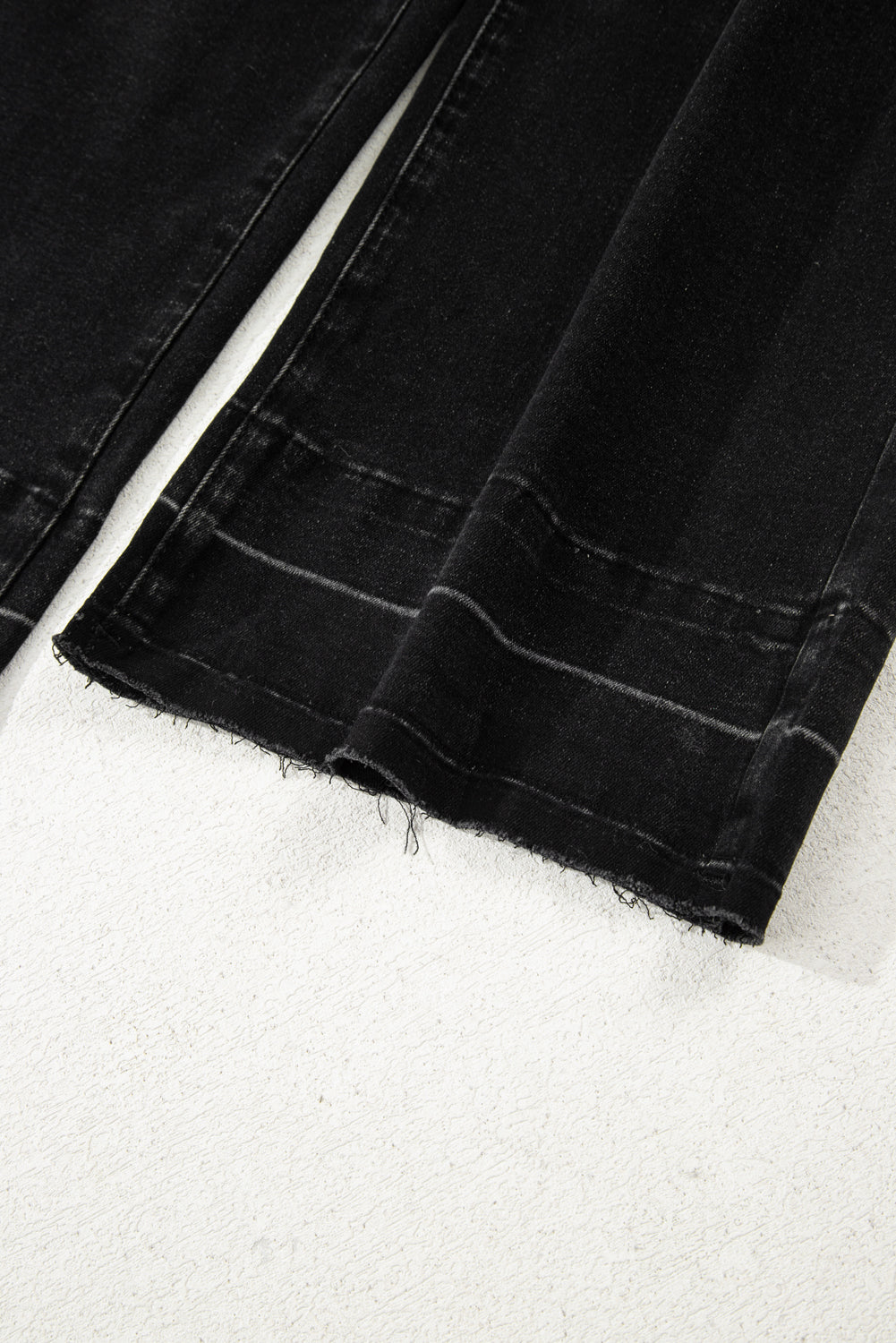 Dusk Blue Raw Hem Straight Leg Loose High Waist Jeans
