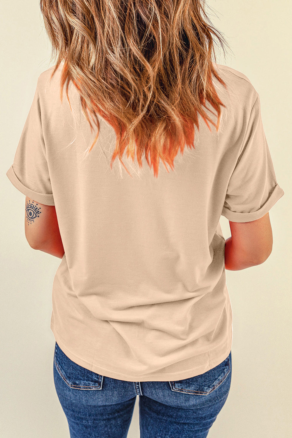 Light Blue Bright Casual Plain Crew Neck Tee