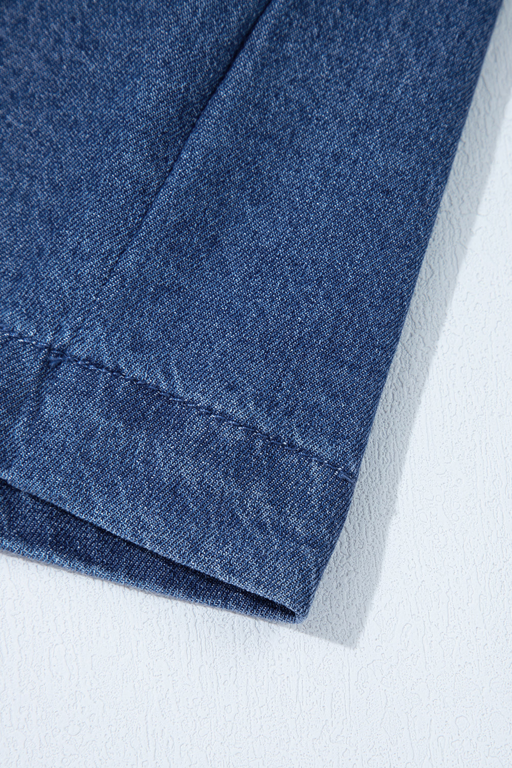 Sail Blue Tied Front Bubble Sleeve Peplum Denim Shirt