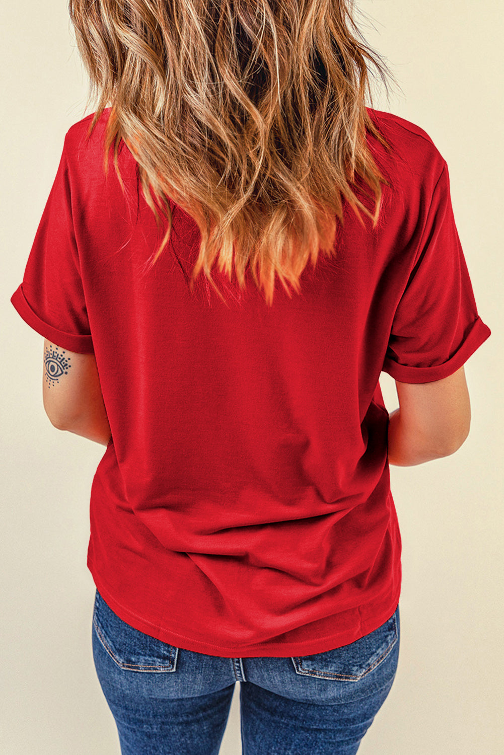 Light Blue Bright Casual Plain Crew Neck Tee