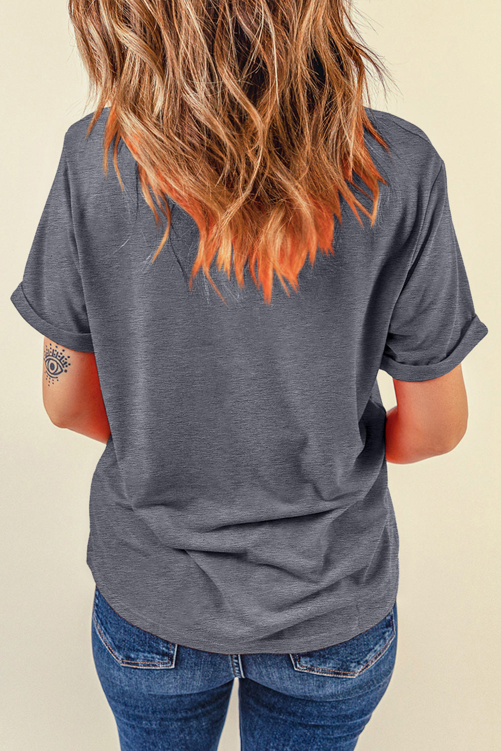 Light Blue Bright Casual Plain Crew Neck Tee
