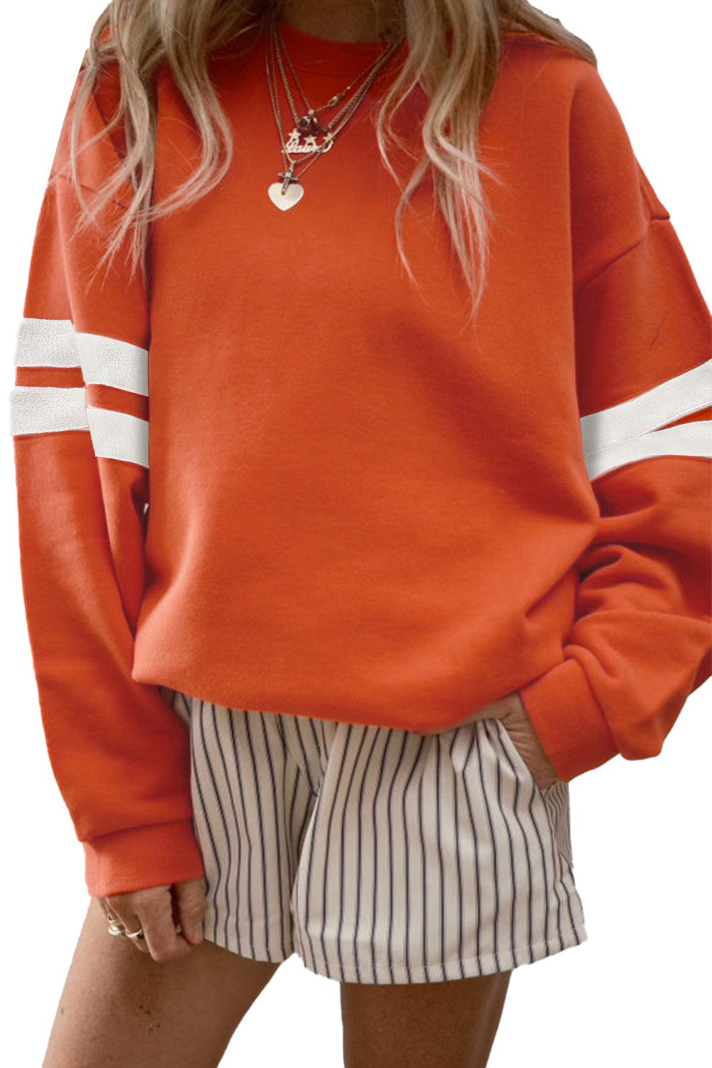 Black Varsity Striped Detail Drop Shoulder Oversized Sweatshirt