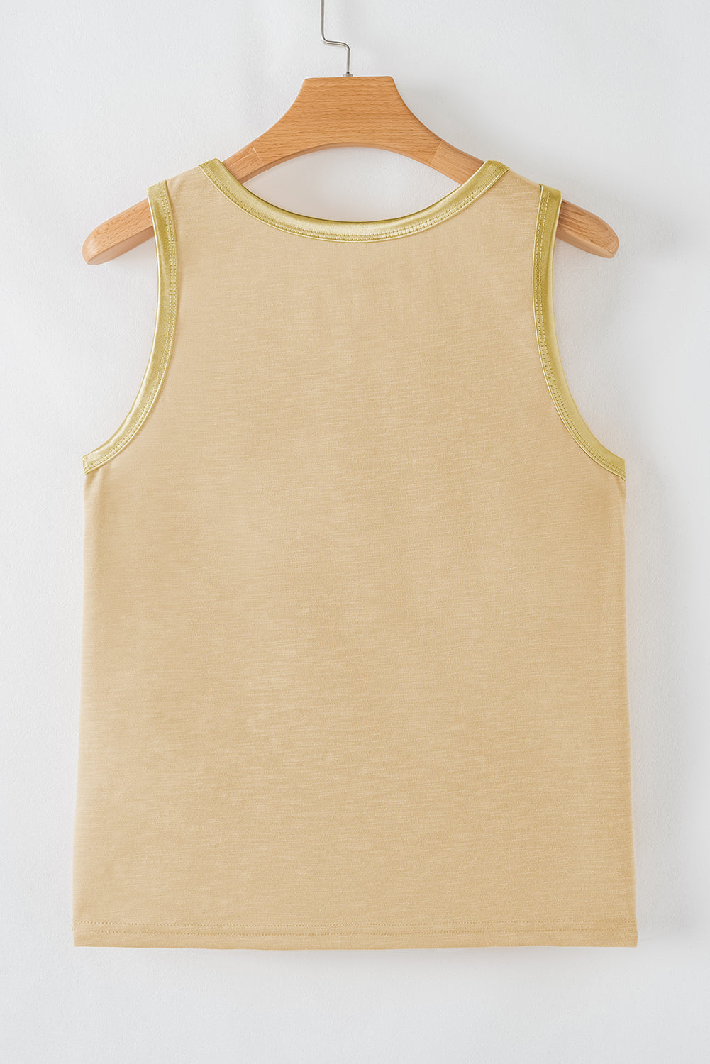 Peacock Blue Metallic Sheen Edge Scoop Neck Tank Top