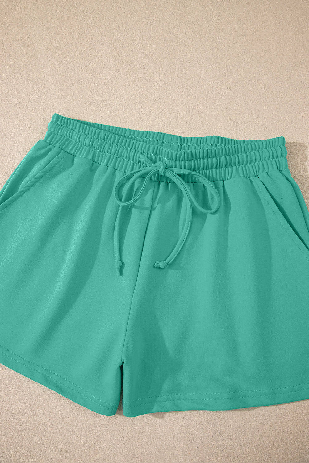 Bonbon Solid Loose V Neck Half Sleeve Tee and Shorts