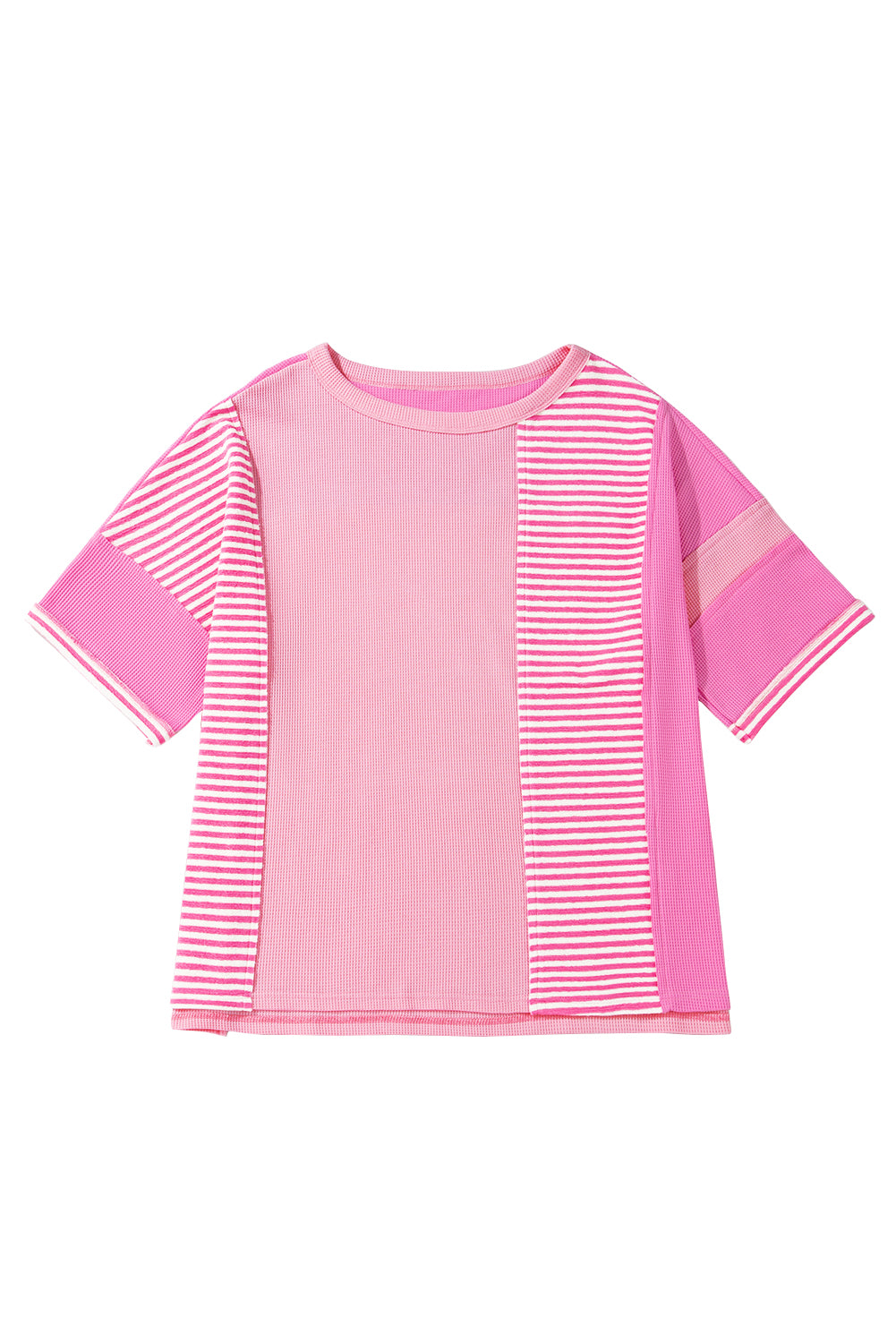 Green Stripe Patchwork Colorblock Plus Size T Shirt
