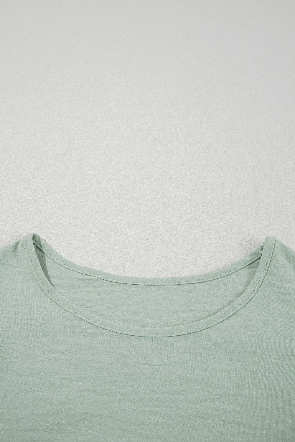 Mist Blue Solid Color Ruffled Short Sleeve Casual Blouse