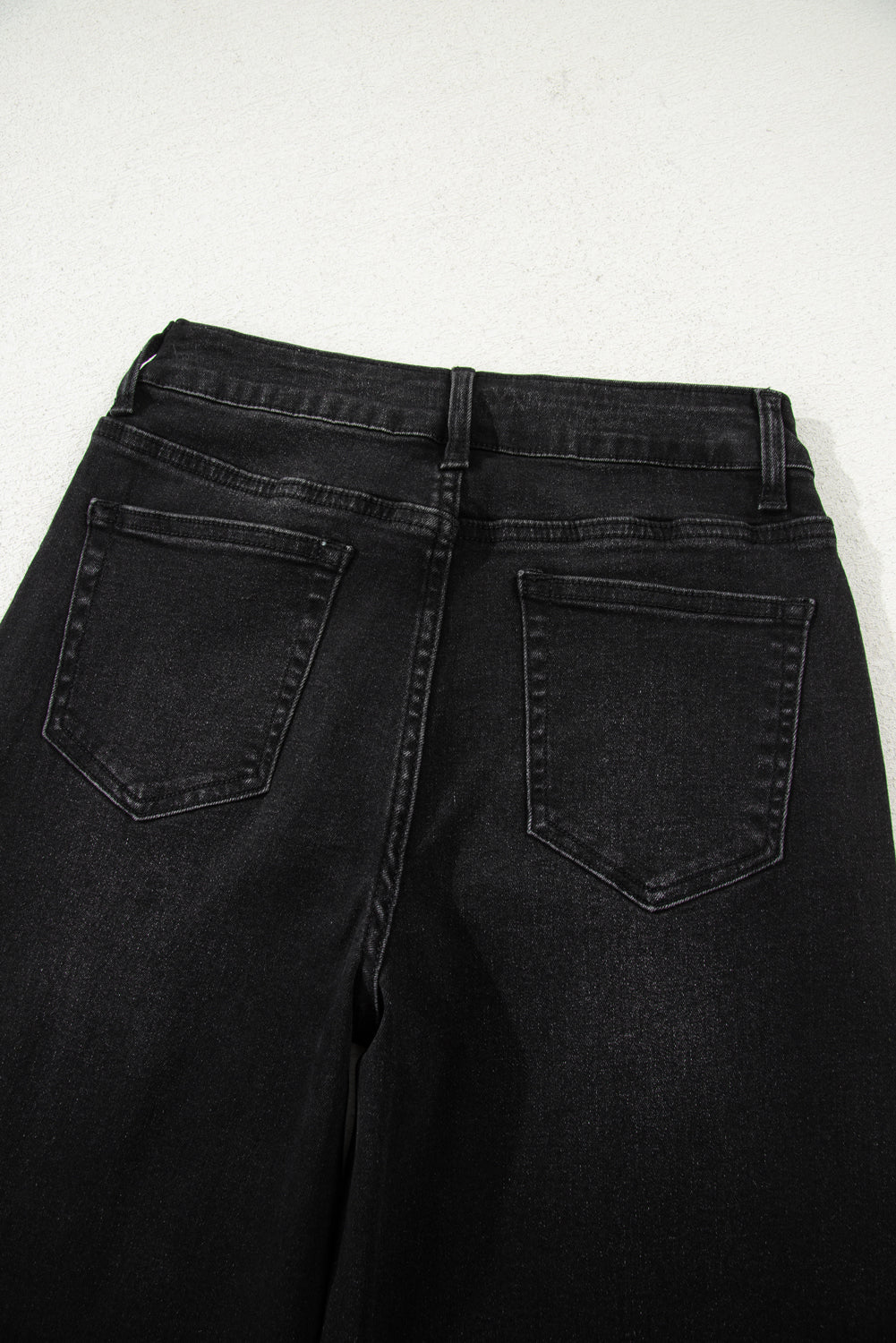 Dusk Blue Raw Hem Straight Leg Loose High Waist Jeans