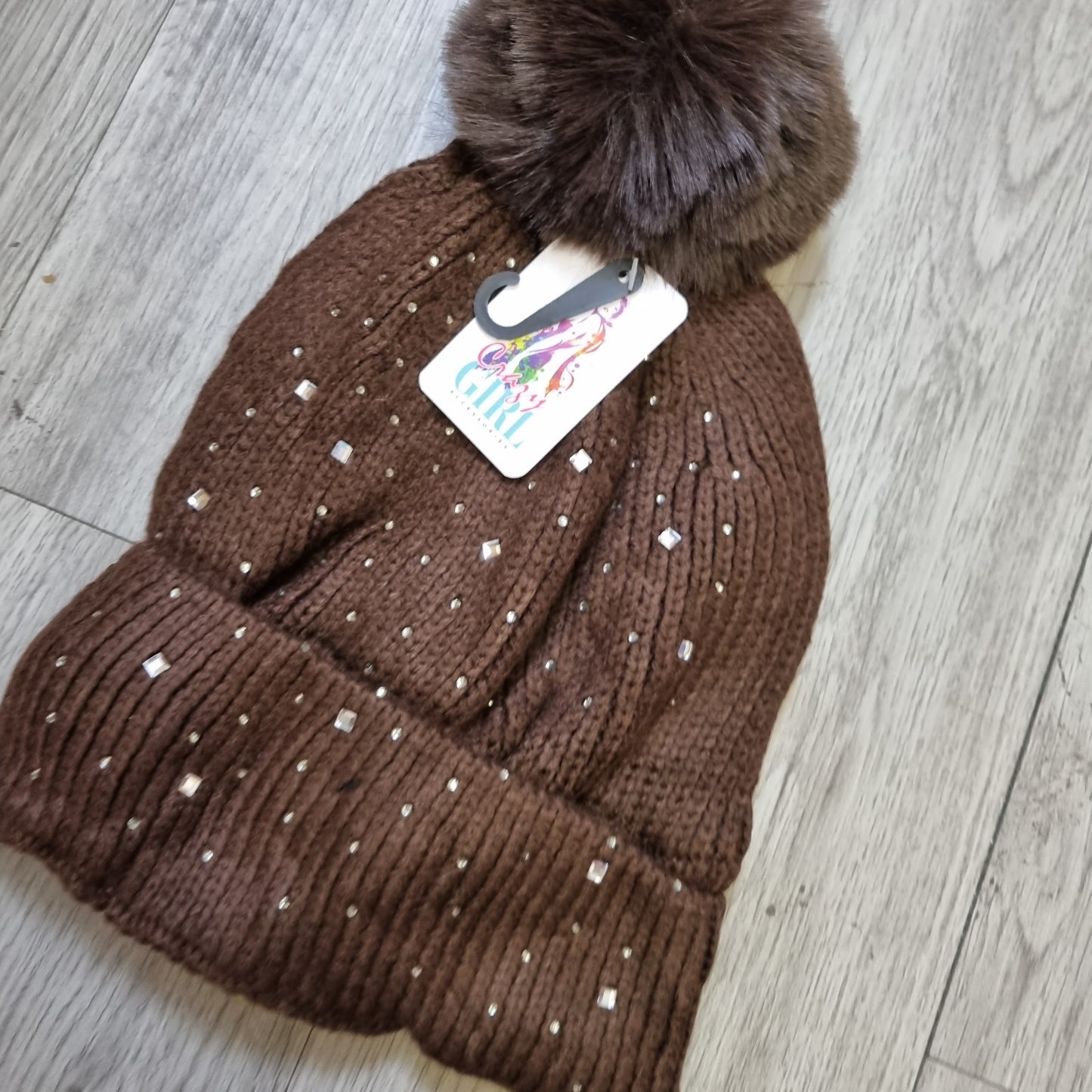 A088 - Sparkle Fleece Lined Fur Bobble Hat