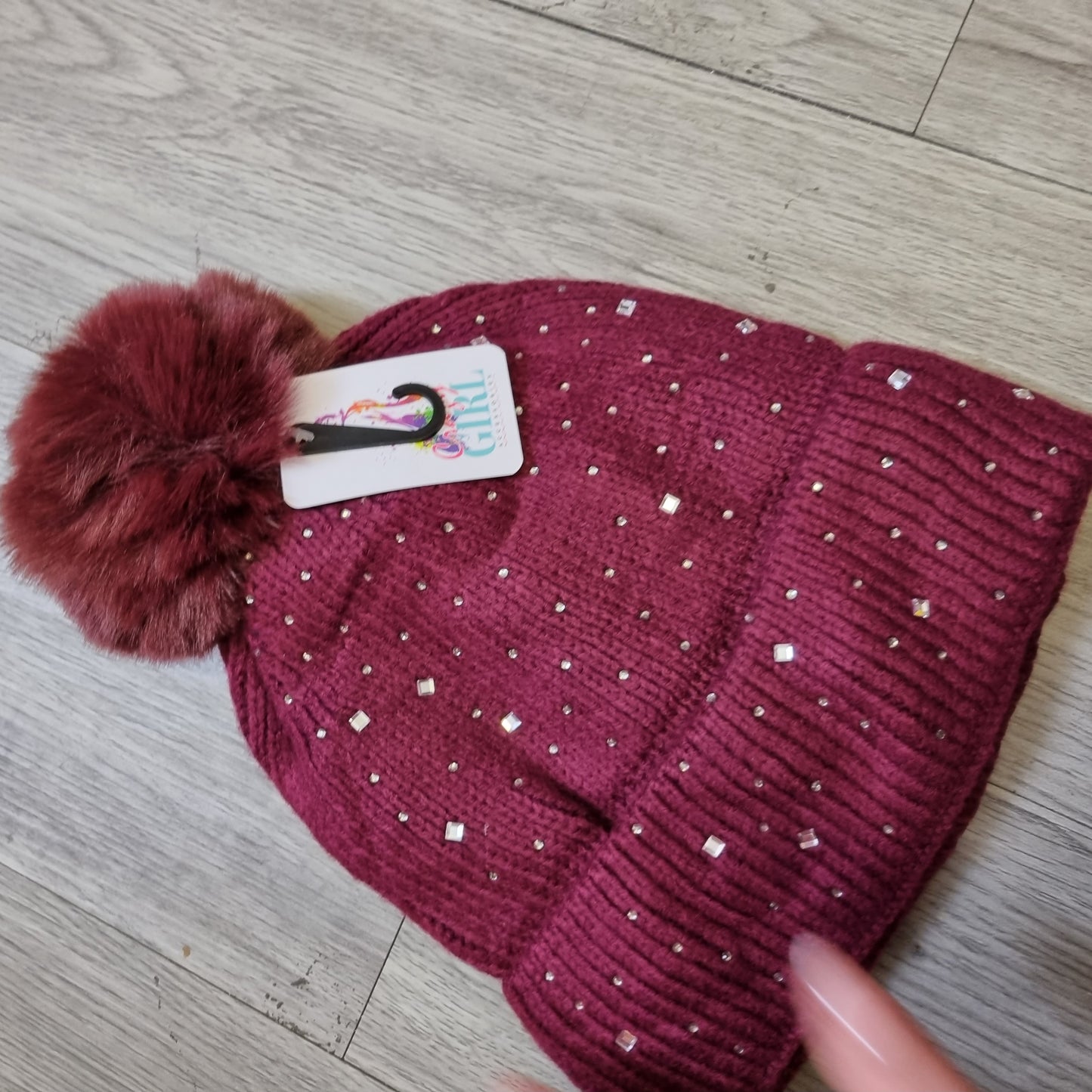 A088 - Sparkle Fleece Lined Fur Bobble Hat