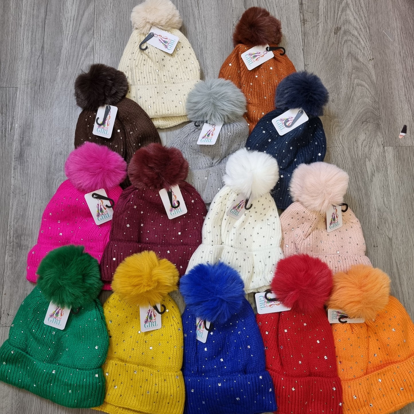 A088 - Sparkle Fleece Lined Fur Bobble Hat