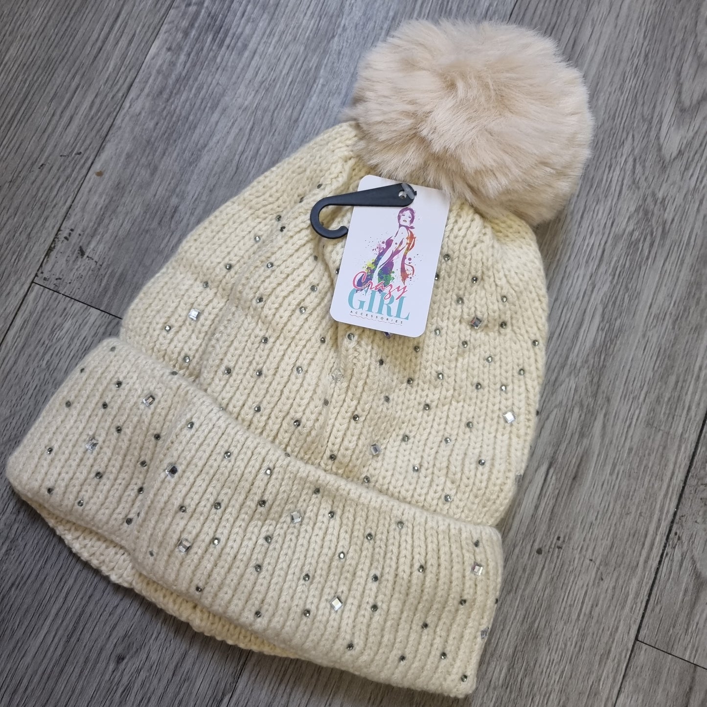 A088 - Sparkle Fleece Lined Fur Bobble Hat