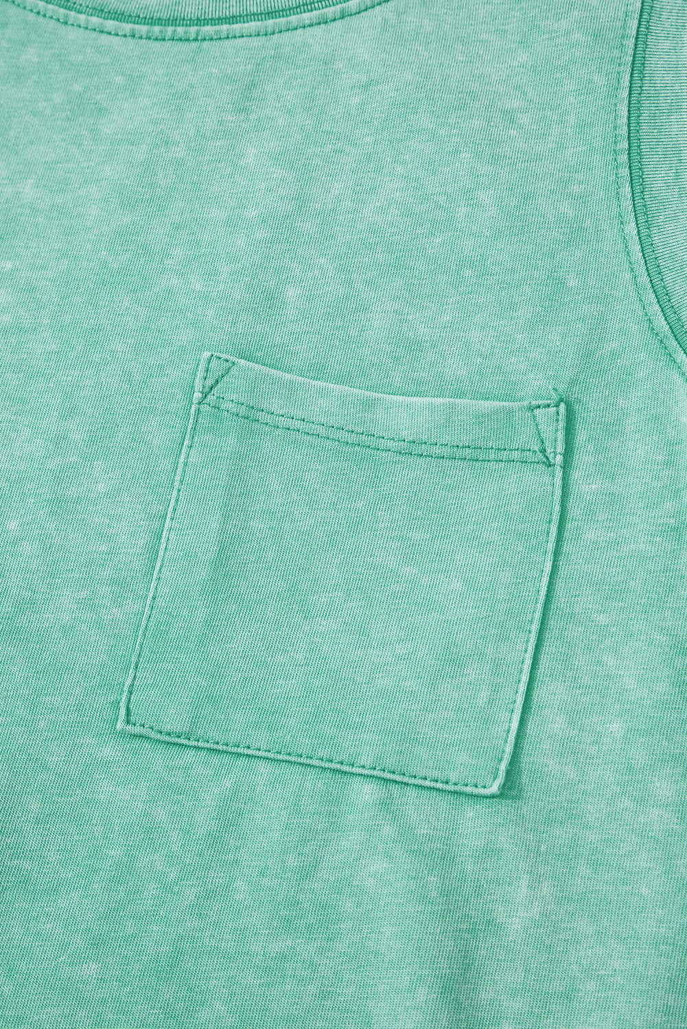 Beau Blue Mineral Wash Patched Chest Pocket Casual Tank Top