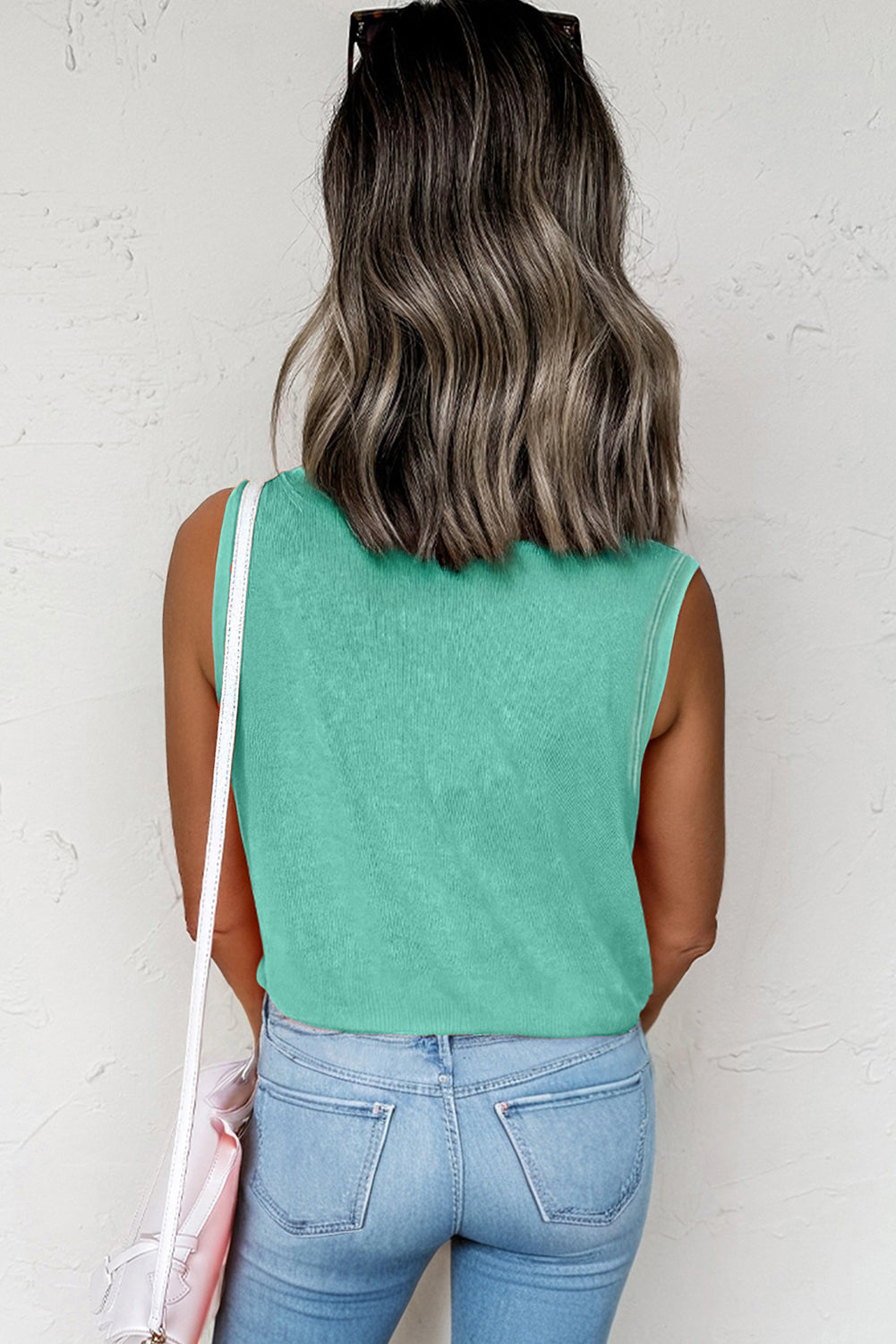 Beau Blue Mineral Wash Patched Chest Pocket Casual Tank Top